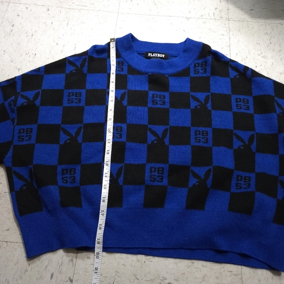 Playboy | Blue and Black Checkered Sweater - Picture 9 of 10